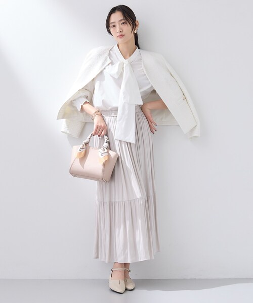 INDIVI（インディヴィ）の「【洗える／丈調整可能】ギャザーフレアスカート（スカート・レディース・ネイビー/サックスブルー/ナチュラル・15 /13/05/36/40/38/19/03）」の8枚目の写真