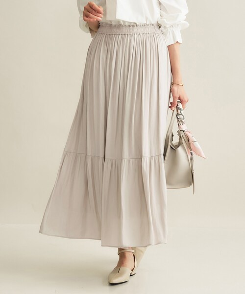 INDIVI（インディヴィ）の「【洗える／丈調整可能】ギャザーフレアスカート（スカート・レディース・ネイビー/サックスブルー/ナチュラル・15 /13/05/36/40/38/19/03）」の9枚目の写真