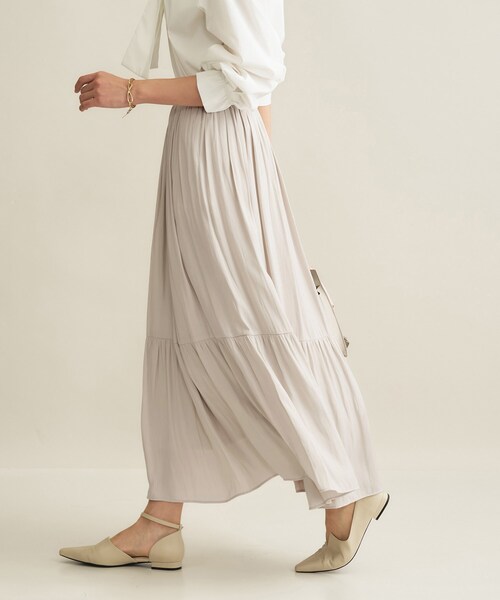 INDIVI（インディヴィ）の「【洗える／丈調整可能】ギャザーフレアスカート（スカート・レディース・ネイビー/サックスブルー/ナチュラル・15 /13/05/36/40/38/19/03）」の10枚目の写真