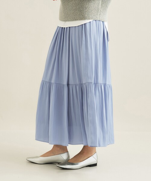 INDIVI（インディヴィ）の「【洗える／丈調整可能】ギャザーフレアスカート（スカート・レディース・ネイビー/サックスブルー/ナチュラル・15 /13/05/36/40/38/19/03）」の16枚目の写真