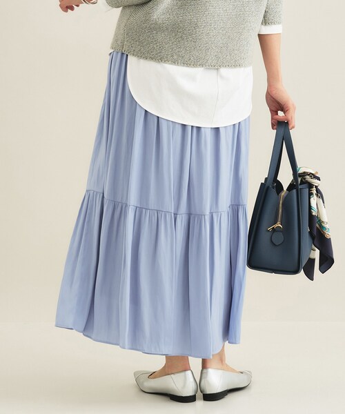 INDIVI（インディヴィ）の「【洗える／丈調整可能】ギャザーフレアスカート（スカート・レディース・ネイビー/サックスブルー/ナチュラル・15 /13/05/36/40/38/19/03）」の17枚目の写真