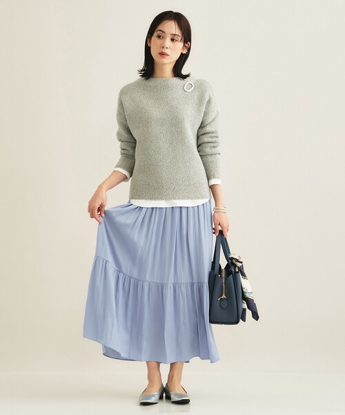 INDIVI（インディヴィ）の「【洗える／丈調整可能】ギャザーフレアスカート（スカート・レディース・ネイビー/サックスブルー/ナチュラル・15 /13/05/36/40/38/19/03）」の18枚目の写真