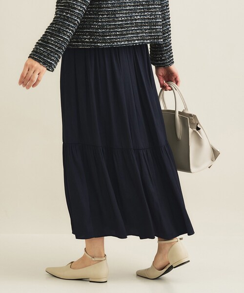 INDIVI（インディヴィ）の「【洗える／丈調整可能】ギャザーフレアスカート（スカート・レディース・ネイビー/サックスブルー/ナチュラル・15 /13/05/36/40/38/19/03）」の21枚目の写真