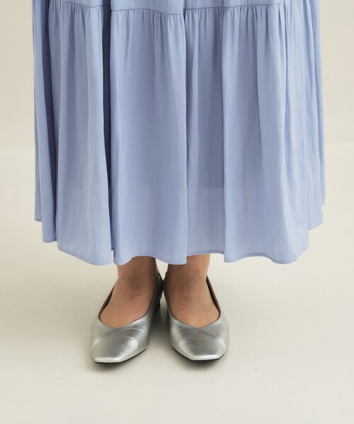 INDIVI（インディヴィ）の「【洗える／丈調整可能】ギャザーフレアスカート（スカート・レディース・ネイビー/サックスブルー/ナチュラル・15 /13/05/36/40/38/19/03）」の5枚目の写真