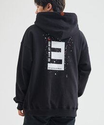 BEOM（ボム）の「EX オーバーサイズ 裏起毛 ドリッピング フードパーカー/ブラック（パーカー）」