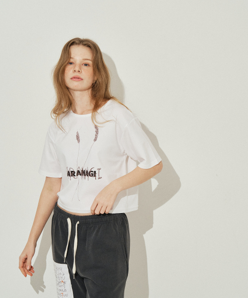 SARANAGI(サラナギ)の「SE0522-CROP T-SHIRT(white)(Tシャツ/カットソー・レディース・ホワイト・FREE)」の3枚目の写真