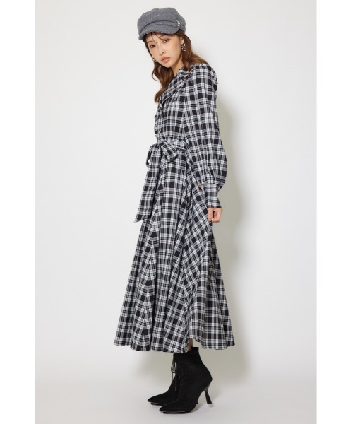 rienda（リエンダ）の「【POLO BCS】オープンカラーフレアワンピース 秋服 冬服（ワンピース・レディース・ブラック系その他/ブラウン系その他/ブルー・SMALL/MEDIUM）」の4枚目の写真