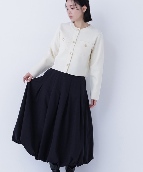 NATURAL BEAUTY BASIC（ナチュラルビューティーベーシック）の「◇タックバルーンスカート（スカート・レディース・ブラック/オフホワイト/ブルー・P/S/MEDIUM/SMALL）」の3枚目の写真