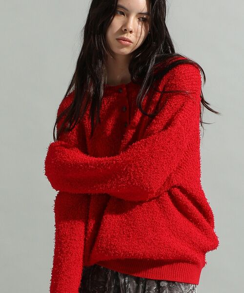 セール】洗える/ネップヘンリーネックニットプルオーバー（ニット