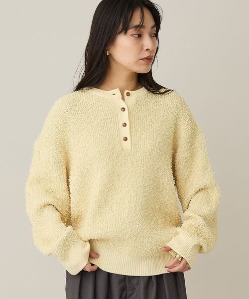 CRAFT STANDARD BOUTIQUE(クラフトスタンダードブティック)の「洗える/ネップヘンリーネックニットプルオーバー(ニット/セーター・レディース・レッド/アイボリー/ブラック/ライトイエロー・FREE)」の5枚目の写真