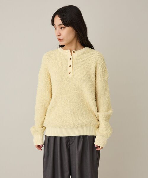 CRAFT STANDARD BOUTIQUE(クラフトスタンダードブティック)の「洗える/ネップヘンリーネックニットプルオーバー(ニット/セーター・レディース・レッド/アイボリー/ブラック/ライトイエロー・FREE)」の6枚目の写真
