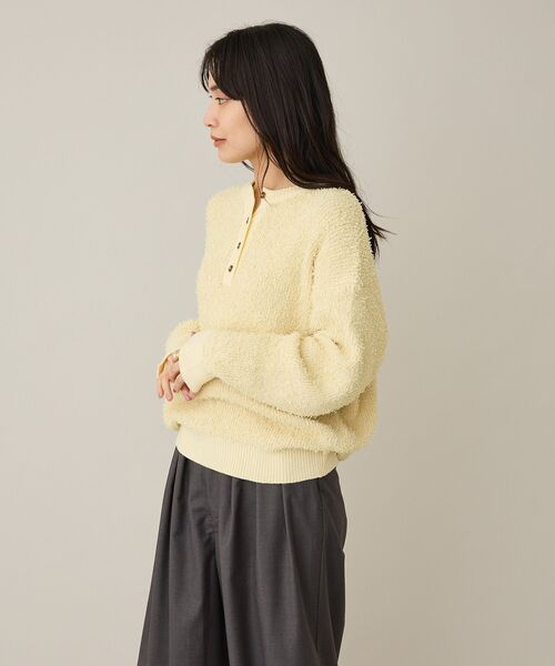 CRAFT STANDARD BOUTIQUE(クラフトスタンダードブティック)の「洗える/ネップヘンリーネックニットプルオーバー(ニット/セーター・レディース・レッド/アイボリー/ブラック/ライトイエロー・FREE)」の8枚目の写真