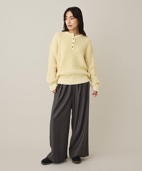CRAFT STANDARD BOUTIQUE(クラフトスタンダードブティック)の「洗える/ネップヘンリーネックニットプルオーバー(ニット/セーター・レディース・レッド/アイボリー/ブラック/ライトイエロー・FREE)」の11枚目の写真