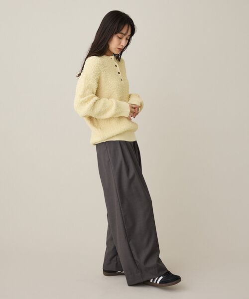 CRAFT STANDARD BOUTIQUE(クラフトスタンダードブティック)の「洗える/ネップヘンリーネックニットプルオーバー(ニット/セーター・レディース・レッド/アイボリー/ブラック/ライトイエロー・FREE)」の12枚目の写真