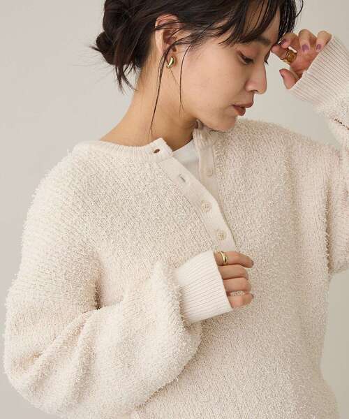CRAFT STANDARD BOUTIQUE(クラフトスタンダードブティック)の「洗える/ネップヘンリーネックニットプルオーバー(ニット/セーター・レディース・レッド/アイボリー/ブラック/ライトイエロー・FREE)」の15枚目の写真
