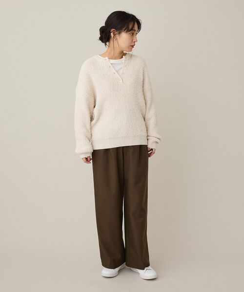 CRAFT STANDARD BOUTIQUE(クラフトスタンダードブティック)の「洗える/ネップヘンリーネックニットプルオーバー(ニット/セーター・レディース・レッド/アイボリー/ブラック/ライトイエロー・FREE)」の19枚目の写真