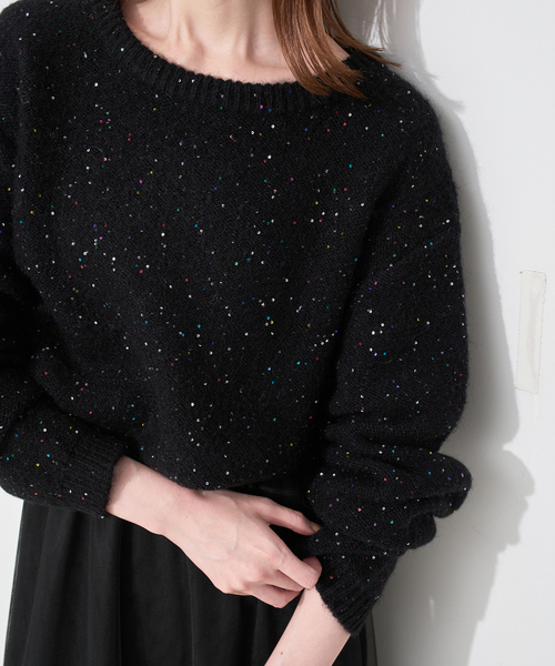 SLOBE IENA（スローブイエナ）の「《WEB限定/追加2》スパンコールニット（ニット/セーター・レディース・グレー/ブラック・FREE）」の10枚目の写真