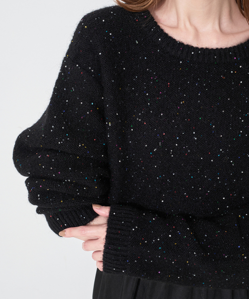 SLOBE IENA（スローブイエナ）の「《WEB限定/追加2》スパンコールニット（ニット/セーター・レディース・グレー/ブラック・FREE）」の11枚目の写真