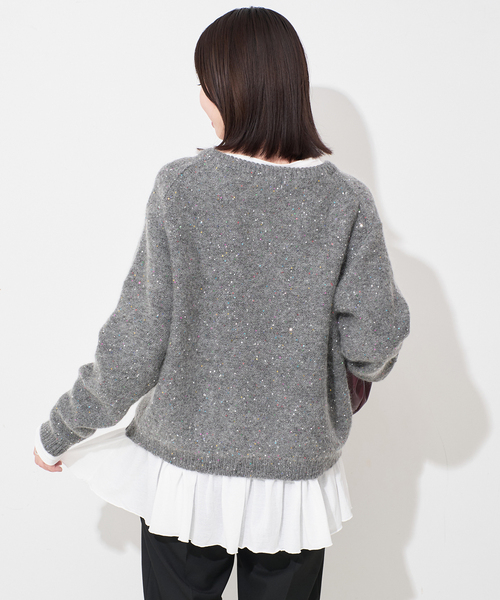 SLOBE IENA（スローブイエナ）の「《WEB限定/追加2》スパンコールニット（ニット/セーター・レディース・グレー/ブラック・FREE）」の18枚目の写真