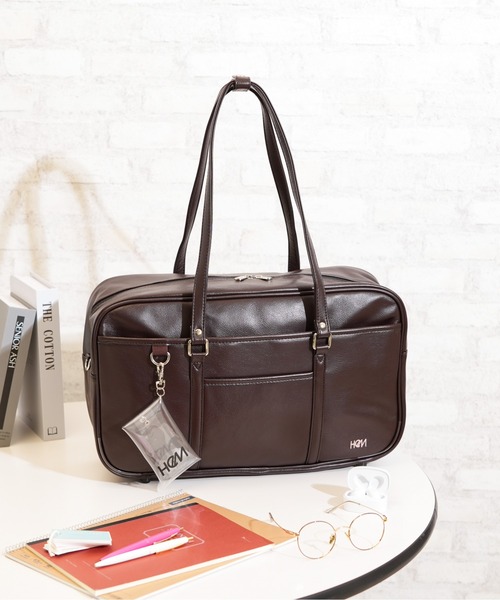 HeM（ヘム）の「【HeM/ヘム】 セブンティーンコラボ スクールバッグ 18L SAC'S BAR 別注 スクールボストン スクバ（ボストンバッグ・レディース・ブラウン/ブラック・FREE）」の2枚目の写真