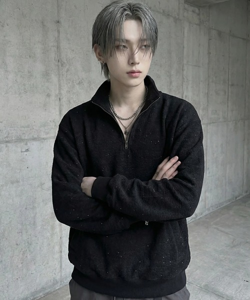 GW期間限定値下げ！ XANDER ZHOU ブラック ハーフジップ ポロシャツ 発熱ハーフジップ ハーフジップシャツ グラディエーター G-9178 長袖