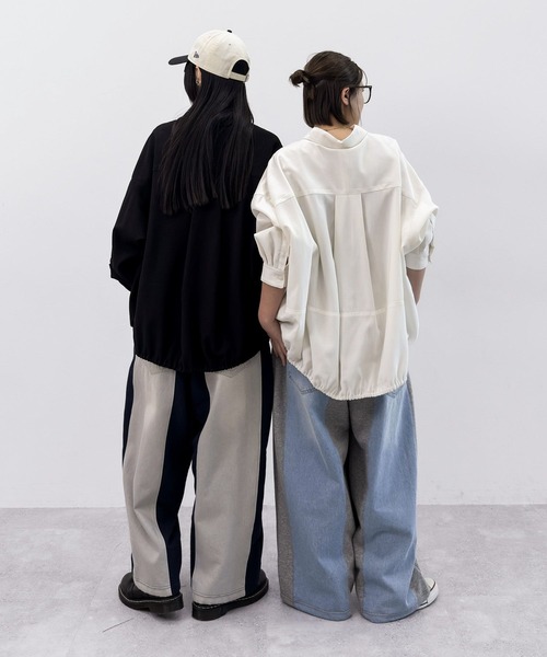 niko and...（ニコアンド）の「[MODE NORM CORE] テロツイルBIGコクーンシャツ（シャツ/ブラウス・レディース・ブルー/オフホワイト/ブラック・FREE）」の5枚目の写真