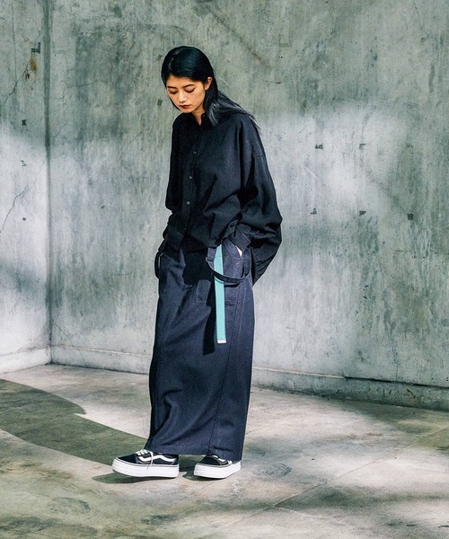 conte コンテ 美品 コクーンシャツ フリー ネイビー MODE NORM CORE] テロツイルBIGコクーンシャツ（シャツ/ブラウス