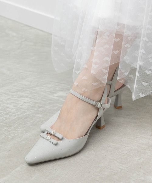 RANDA（ランダ）の「ミニリボンアンクルストラップパンプス（パンプス・レディース・ブルー/ホワイト/ブラック・M/S/LL/L）」の3枚目の写真