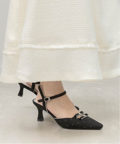 RANDA（ランダ）の「ミニリボンアンクルストラップパンプス（パンプス・レディース・ブルー/ホワイト/ブラック・M/S/LL/L）」の8枚目の写真