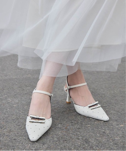 RANDA（ランダ）の「ミニリボンアンクルストラップパンプス（パンプス・レディース・ブルー/ホワイト/ブラック・M/S/LL/L）」の6枚目の写真