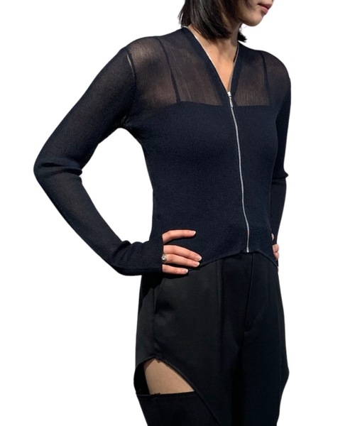 JOHN LAWRENCE SULLIVAN(ジョンローレンスサリバン)の「ZIP-UP KNIT CARDIGAN(カーディガン/ボレロ・レディース・グリーン/ボルドー/ネイビー・ONE SIZE)」の4枚目の写真