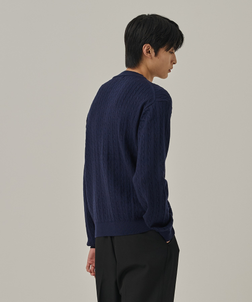 ANALOG MOOD(アナログムード)の「ウォッシャブルケーブルヘンリーネックニットTシャツ(ネイビー)(ニット/セーター・メンズ・その他・FREE)」の5枚目の写真