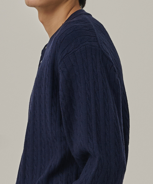 ANALOG MOOD(アナログムード)の「ウォッシャブルケーブルヘンリーネックニットTシャツ(ネイビー)(ニット/セーター・メンズ・その他・FREE)」の7枚目の写真