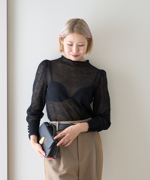 DESIGNWORKS(デザインワークス)の「【BEAUVET/ボーヴェット 】シアーモヘアボトルネックニット(ニット/セーター・レディース・ブラック/ピンク・1)」の3枚目の写真