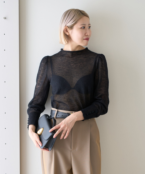 DESIGNWORKS(デザインワークス)の「【BEAUVET/ボーヴェット 】シアーモヘアボトルネックニット(ニット/セーター・レディース・ブラック/ピンク・1)」の5枚目の写真