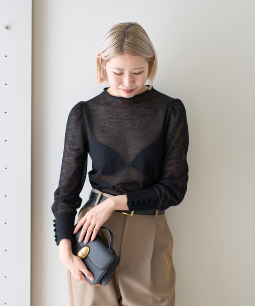 DESIGNWORKS(デザインワークス)の「【BEAUVET/ボーヴェット 】シアーモヘアボトルネックニット(ニット/セーター・レディース・ブラック/ピンク・1)」の6枚目の写真