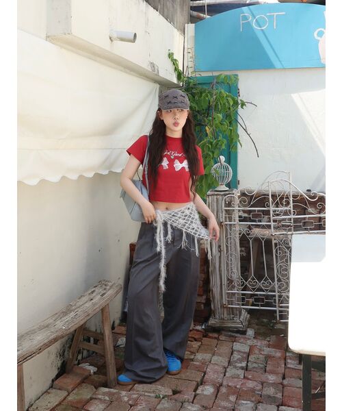 NCOVER（エヌカバー）の「ツインリボンクロップ半袖Tシャツレッド（Tシャツ/カットソー・レディース・その他・FREE）」の10枚目の写真