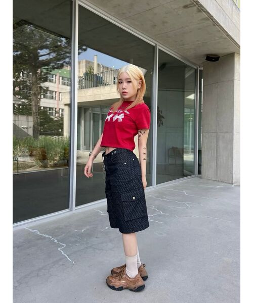 NCOVER（エヌカバー）の「ツインリボンクロップ半袖Tシャツレッド（Tシャツ/カットソー・レディース・その他・FREE）」の5枚目の写真