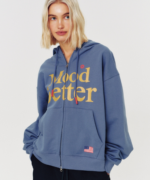 MOODBETTER(ムード ベター)の「MOOD HOODED ZIP UP DUSTY BLUE(パーカー・レディース・その他・FREE)」の1枚目の写真
