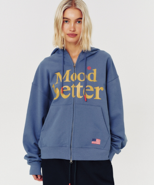 MOODBETTER(ムード ベター)の「MOOD HOODED ZIP UP DUSTY BLUE(パーカー・レディース・その他・FREE)」の2枚目の写真