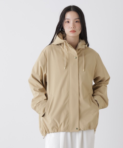 NANO universe（ナノユニバース）の「撥水＆花粉ガード フードブルゾン（ブルゾン・レディース・ベージュ/アイボリー/ブラック・FREE）」の5枚目の写真