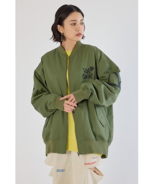 RODEO CROWNS WIDE BOWL（ロデオクラウンズワイドボウル）の「BRIDGE BEAR オーバーブルゾン（ブルゾン・レディース・ブルー/グレー×ホワイト/カーキ/ブラック・FREE）」の4枚目の写真