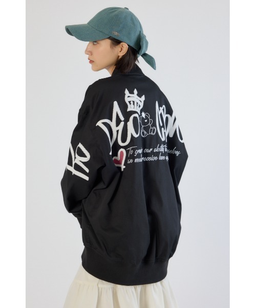 RODEO CROWNS WIDE BOWL（ロデオクラウンズワイドボウル）の「BRIDGE BEAR オーバーブルゾン（ブルゾン・レディース・ブルー/グレー×ホワイト/カーキ/ブラック・FREE）」の7枚目の写真