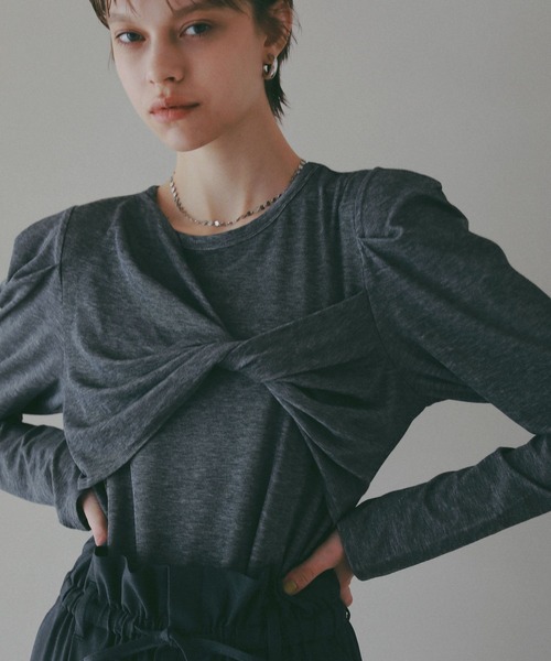 BAYFLOW（ベイフロー）の「【EF(エフ)】フロントツイストプルオーバー（WOMEN）（Tシャツ/カットソー・レディース・オフホワイト/チャコール・FREE）」の2枚目の写真