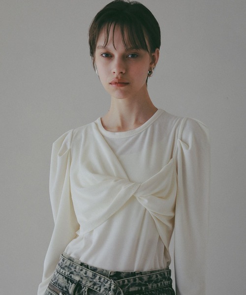 BAYFLOW（ベイフロー）の「【EF(エフ)】フロントツイストプルオーバー（WOMEN）（Tシャツ/カットソー・レディース・オフホワイト/チャコール・FREE）」の5枚目の写真