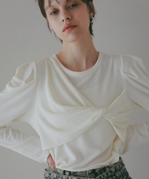 BAYFLOW（ベイフロー）の「【EF(エフ)】フロントツイストプルオーバー（WOMEN）（Tシャツ/カットソー・レディース・オフホワイト/チャコール・FREE）」の6枚目の写真