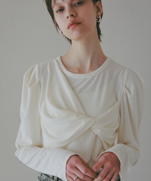 BAYFLOW（ベイフロー）の「【EF(エフ)】フロントツイストプルオーバー（WOMEN）（Tシャツ/カットソー・レディース・オフホワイト/チャコール・FREE）」の7枚目の写真