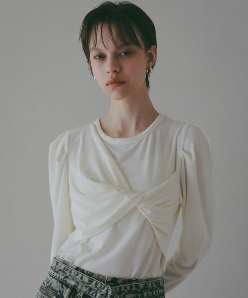 BAYFLOW（ベイフロー）の「【EF(エフ)】フロントツイストプルオーバー（WOMEN）（Tシャツ/カットソー・レディース・オフホワイト/チャコール・FREE）」の8枚目の写真