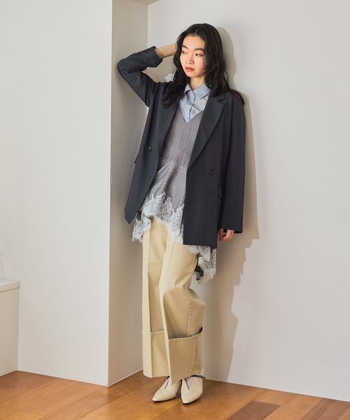 mysty woman（ミスティウーマン）の「イレヘムランジェリーキャミ　659805（キャミソール・レディース・グレー系その他/ブラック/オフホワイト・FREE）」の22枚目の写真