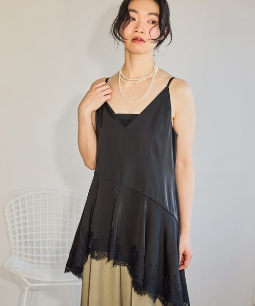 mysty woman（ミスティウーマン）の「イレヘムランジェリーキャミ　659805（キャミソール・レディース・グレー系その他/ブラック/オフホワイト・FREE）」の4枚目の写真